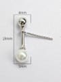 thumb Simple White Artificial Pearl Silver Stud Earrings 2