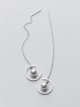 thumb Trendy Moon Shaped S925 Silver Artificial Pearl Line Earrings 0