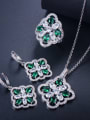 thumb Copper inlaid AAA zircon colored earrings necklace ring 3 pieces jewelry set 4