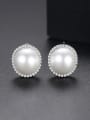 thumb Copper With Platinum Plated class Imitation Pearl Stud Earrings 0