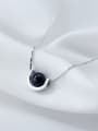 thumb Fresh Black Round Shaped Stone S925 Silver Necklace 0