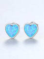 thumb Sterling Silver Compact heart shaped opal earring 0