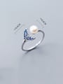 thumb 925 Sterling Silver With Platinum Plated Cute Irregular Free Size Rings 2