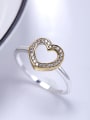 thumb 925 Silver Double Color Heart Shaped Rhinestone Ring 2