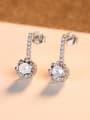 thumb 925 Sterling Silver With  Cubic Zirconia  Cute Round Stud Earrings 2