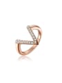 thumb Delicate Letter V Shaped Austria Crystal Ring 0