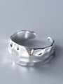 thumb 925 Sterling Silver With Platinum Plated Simplistic Concave Surface  Free Size  Rings 2