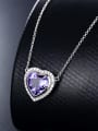 thumb Platinum Plated Amethyst Gemstone Heart-shaped Pendant 1