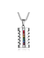 thumb Exquisite Colorful Square Shaped Rhinestone Titanium Pendant 0