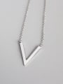 thumb 925 Sterling Silver With Platinum Plated Simplistic Geometric  V Necklaces 0