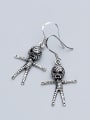 thumb 925 Sterling Silver With Antique Silver Plated Skull Doll Hook Earrings 3