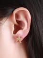 thumb Exquisite Gold Plated Star Shaped Rhinestones Stud Earrings 1