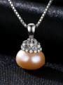 thumb Sterling Silver AAA zircon 90-95 freshwater pearl necklace 1