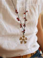 thumb Elegant Flower Shaped Red Beads Necklace 1