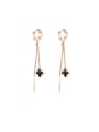 thumb Stainless Steel With Rose Gold Plated Personality Flower Tassel Earrings 0