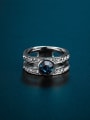 thumb Fashion Blue Double Layer Design Zircon Ring 1