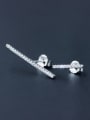 thumb S925 silver lovely zircon asymmetry one word form stud cuff earring 0