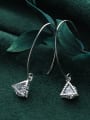 thumb 925 Sterling Silver With Cubic Zirconia Simplistic Triangle Hook Earrings 4