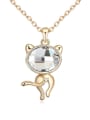 thumb Fashion Oval austrian Crystal Little Cat Pendant Alloy Necklace 3