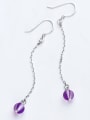 thumb Temperament Purple Frosted Round Shaped Crystal Drop Earrings 1