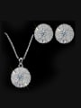 thumb Noble Round Shaped stud Earring Necklace Jewelry Set 3