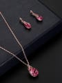 thumb 2018 Alloy Rose Gold Plated Fashion Water Drop shaped Artificial Stones Two Pieces Jewelry Set 1