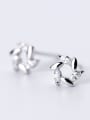 thumb Exquisite Flower Shaped S925 Silver Zircon Stud Earrings 0