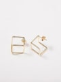 thumb Simple Hollow Cube Silver Smooth Stud Earrings 2