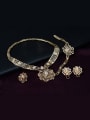 thumb Alloy Imitation-gold Plated Vintage style Rhinestones Hollow Flower Four Pieces Jewelry Set 1
