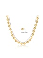 thumb Simple 6mm Beads Gold Plated Copper Necklace 2