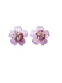 thumb Alloy With Rose Gold Plated Simplistic Flower Stud Earrings 0