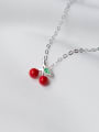 thumb Lovely Cherry Shaped S925 Silver Glue Necklace 0