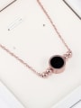 thumb Personality Woman 18K Rose Gold Black Round Shaped Titanium Necklace 2