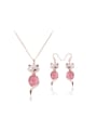 thumb Alloy Rose Gold Plated Fashion Fox Opal Two Pieces CZ Jewelry Set 0