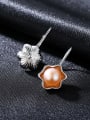 thumb Pure silver flower natural freshwater pearl earnail 1