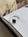 thumb Sterling silver synthetic pearl black agate ring 2