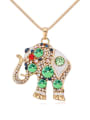 thumb Personalized Cubic austrian Crystals-covered Elephant Champagne Gold Sweater Chain 1
