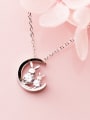 thumb 925 Sterling Silver With Platinum Plated Personality Moon Rabbit Necklaces 1