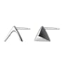 thumb 925 Sterling Silver With Platinum Plated Simplistic  Asymmetry Triangle Stud Earrings 3