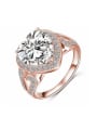 thumb Exaggerated White Heart Cubic Zirconias Copper Ring 1
