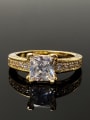 thumb Simple Square White AAA Zircon Copper Ring 2