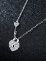 thumb 925 Sterling Silver With Platinum Plated Cute Heart Necklaces 1