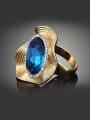 thumb Exaggerated Blue Crystal Gold Plated Alloy Ring 1