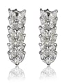 thumb Shimmering 18K White Gold Plated Zircon Drop Earrings 0