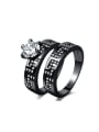 thumb All-match Black Gun Plated Geometric Shaped Glass Bead Ring Set 0