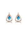 thumb Blue Water Drop Shaped Austria Crystal Stud Earrings 0
