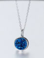 thumb Creative Blue Zircon Round Shaped Necklace 1