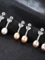 thumb Sterling Silver with 3A zircon 7-8mm Natural Freshwater Pearl Earrings 2