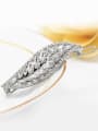 thumb Fashion White Zircon-covered Leaf Platinum Plated Copper Hairpin 1