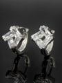 thumb Delicate White Gold Plated Square Shaped Zircon Clip Earrings 0